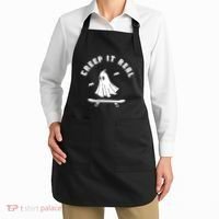 Creep It Real Skateboard Ghost Skateboarding Halloween Apron thumb 2