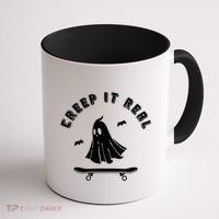 Creep It Real Skateboard Ghost Skateboarding Halloween Coffee Mug thumb 1