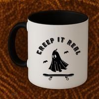 Creep It Real Skateboard Ghost Skateboarding Halloween Coffee Mug thumb 2