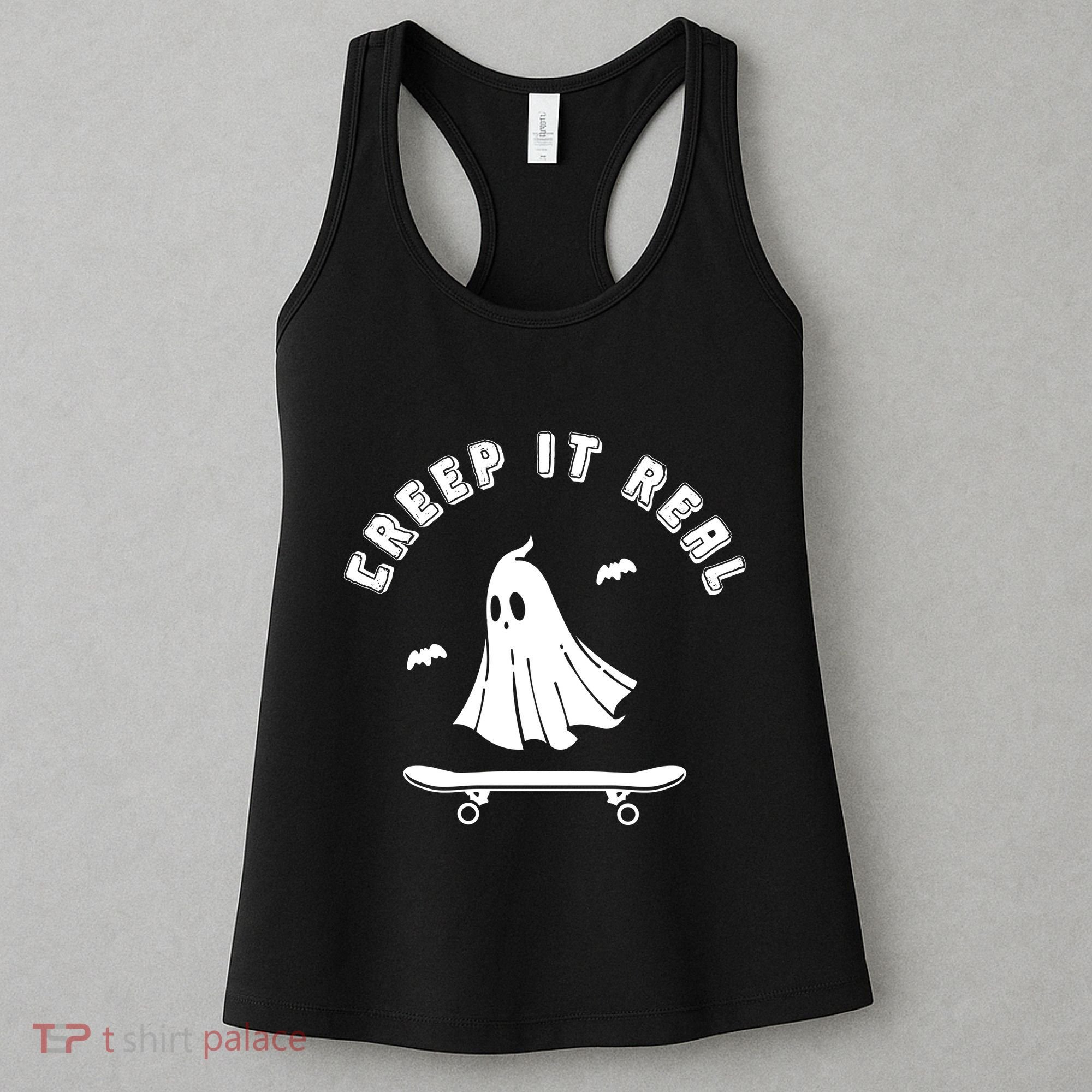Creep It Real Skateboard Ghost Skateboarding Halloween Women's Tank Top
