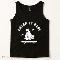 Creep It Real Skateboard Ghost Skateboarding Halloween Tank Top thumb 2