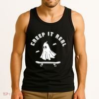 Creep It Real Skateboard Ghost Skateboarding Halloween Tank Top thumb 3
