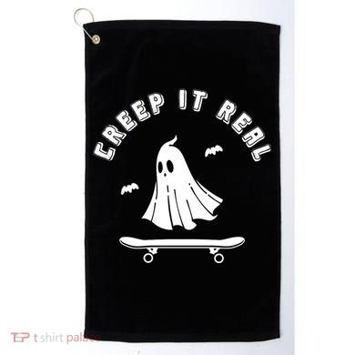 Creep It Real Skateboard Ghost Skateboarding Halloween Golf Towel