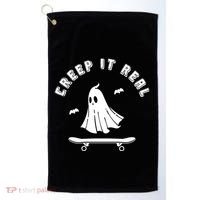 Creep It Real Skateboard Ghost Skateboarding Halloween Golf Towel thumb 0
