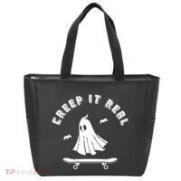 Creep It Real Skateboard Ghost Skateboarding Halloween Tote Bag thumb 0