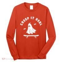 Creep It Real Skateboard Ghost Skateboarding Halloween Long Sleeve Shirt thumb 0