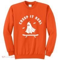 Creep It Real Skateboard Ghost Skateboarding Halloween Sweatshirt thumb 0