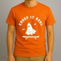 Creep It Real Skateboard Ghost Skateboarding Halloween T-Shirt thumb 3