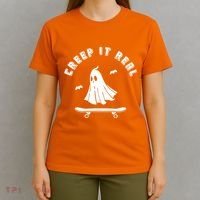 Creep It Real Skateboard Ghost Skateboarding Halloween T-Shirt thumb 4