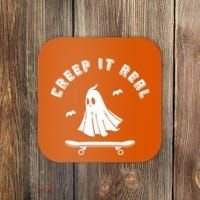 Creep It Real Skateboard Ghost Skateboarding Halloween Coaster thumb 0