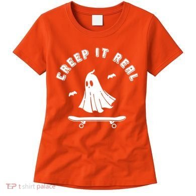 Creep It Real Skateboard Ghost Skateboarding Halloween Women's T-Shirt