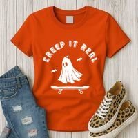Creep It Real Skateboard Ghost Skateboarding Halloween Women's T-Shirt thumb 3