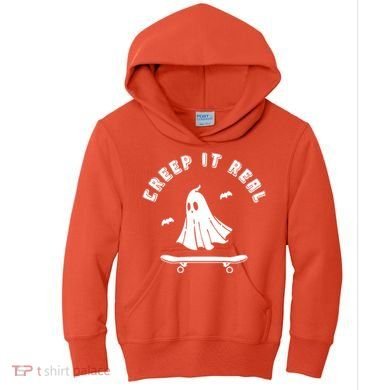 Creep It Real Skateboard Ghost Skateboarding Halloween Kids Hoodie