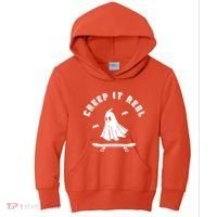 Creep It Real Skateboard Ghost Skateboarding Halloween Kids Hoodie thumb 0