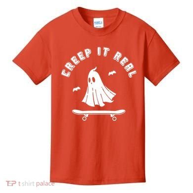 Creep It Real Skateboard Ghost Skateboarding Halloween Kids T-Shirt