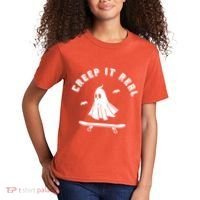 Creep It Real Skateboard Ghost Skateboarding Halloween Kids T-Shirt thumb 2