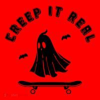 Creep It Real Skateboard Ghost Skateboarding Halloween Santa Hat thumb 1