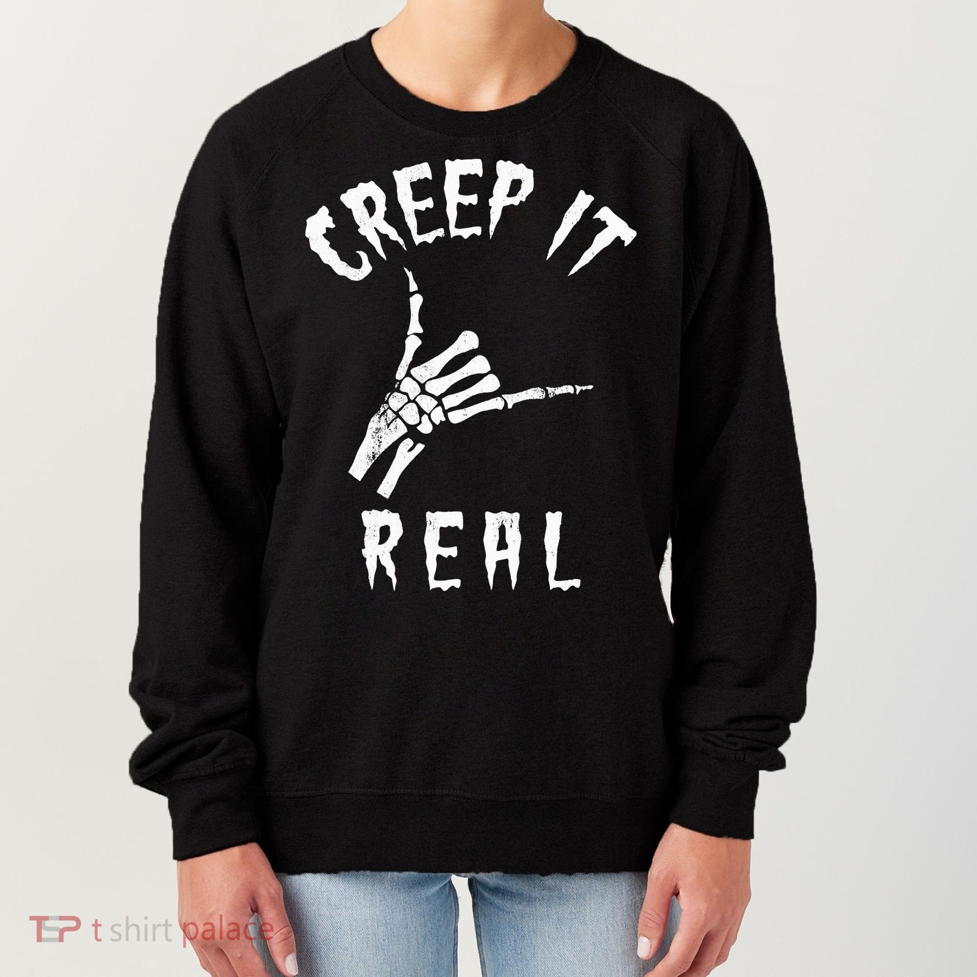 Creep It Real Skeleton Hand Shaka Women's Sweatshirt