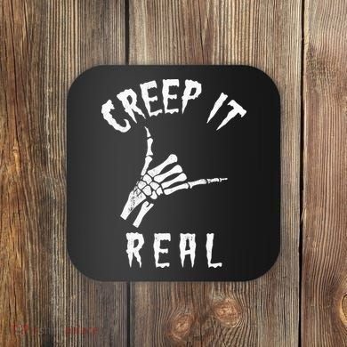 Creep It Real Skeleton Hand Shaka Coaster