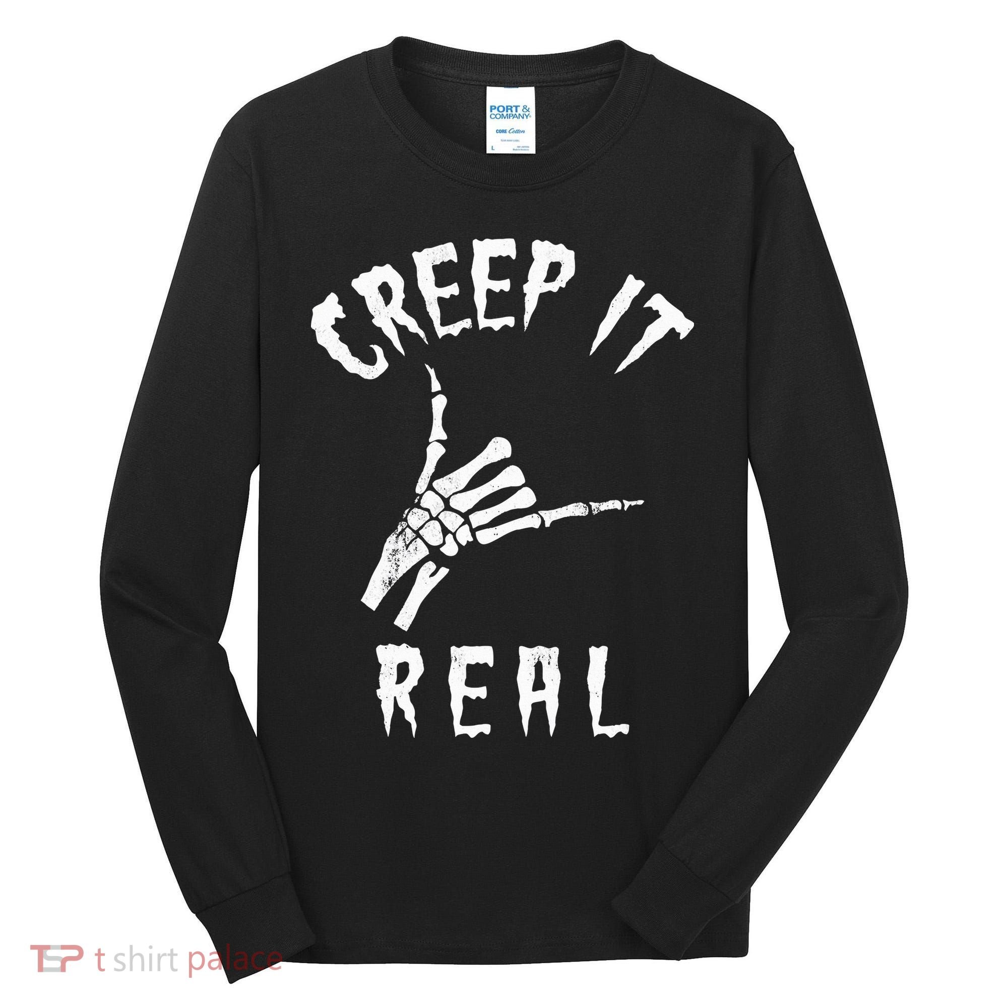 Creep It Real Skeleton Hand Shaka Tall Long Sleeve Shirt