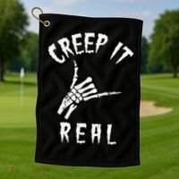 Creep It Real Skeleton Hand Shaka Golf Towel thumb 1