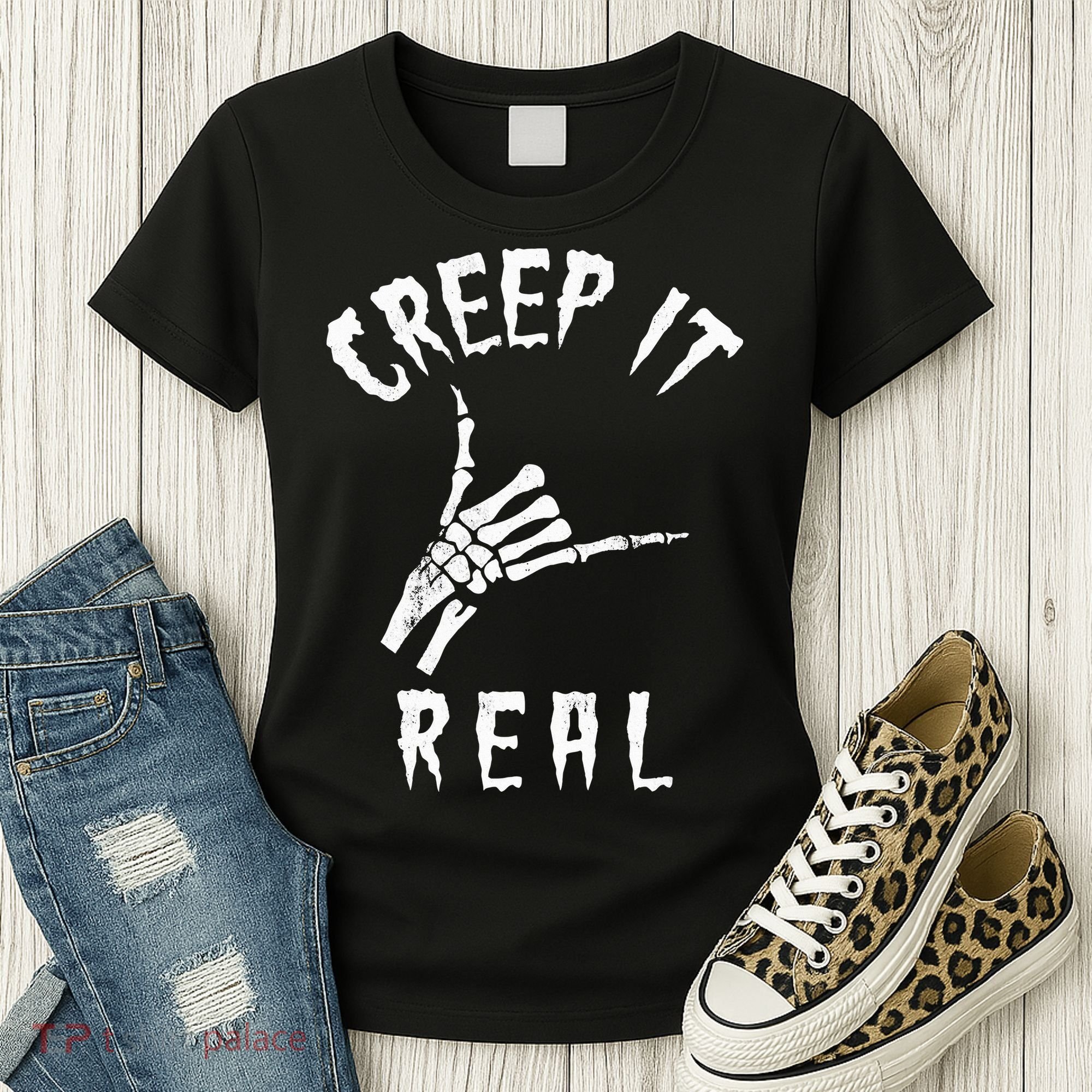 Creep It Real Skeleton Hand Shaka Women's T-Shirt