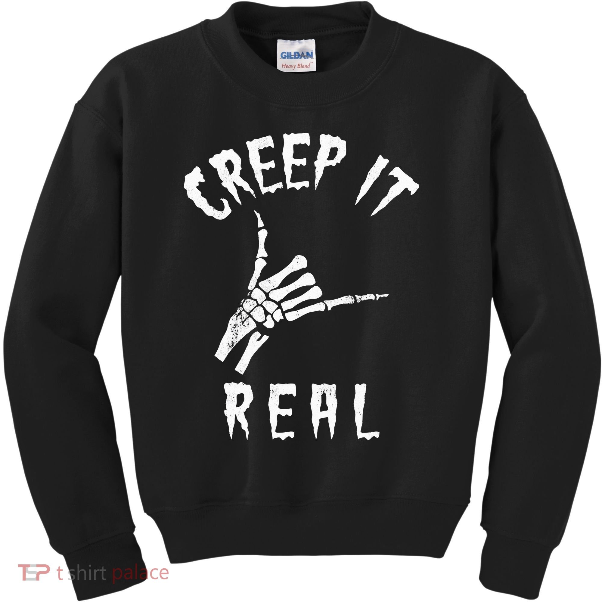 Creep It Real Skeleton Hand Shaka Kids Sweatshirt