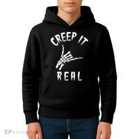 Creep It Real Skeleton Hand Shaka Kids Hoodie thumb 4