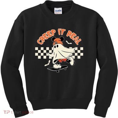 Creep It Real Spooky Ghost Mouse Kids Sweatshirt