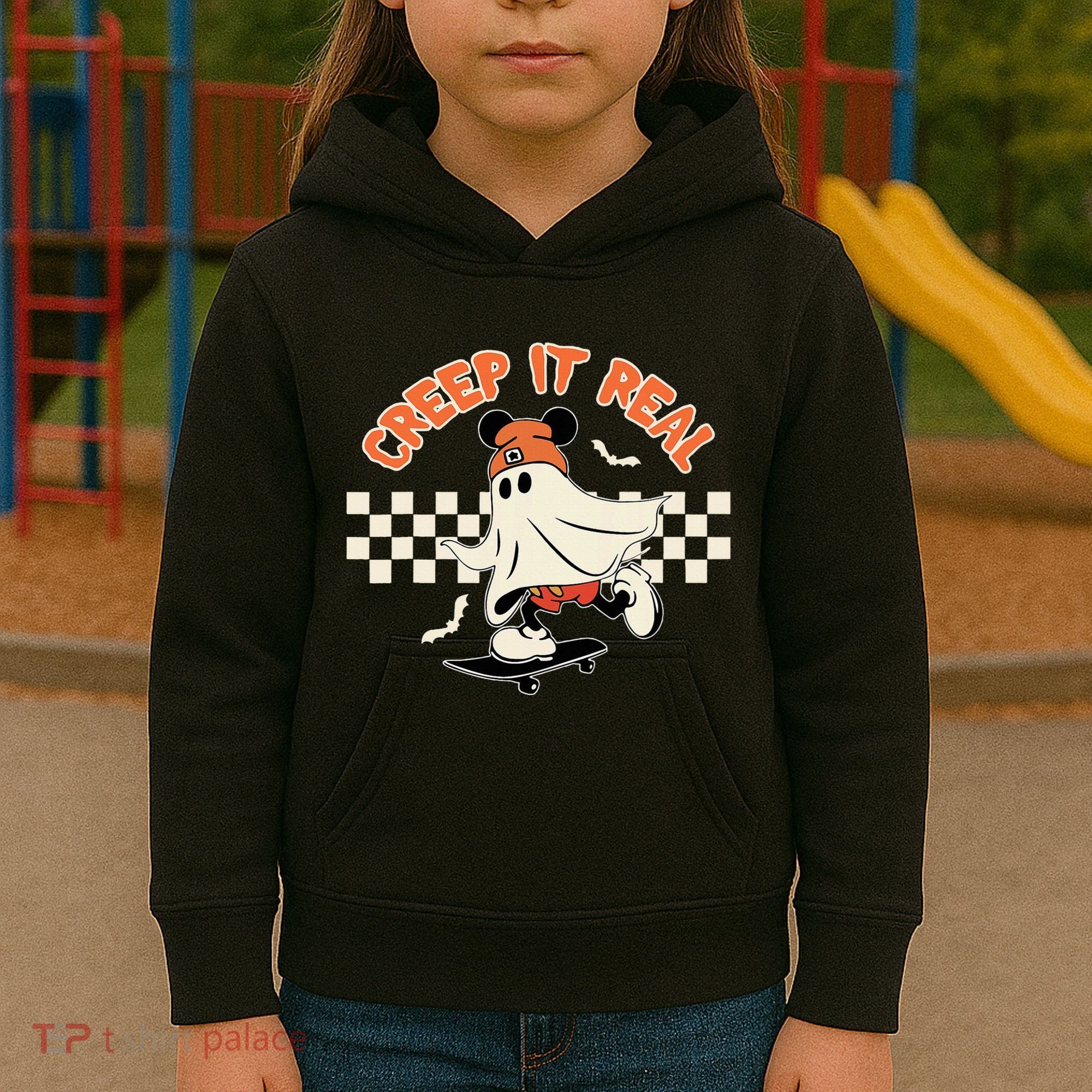 Creep It Real Spooky Ghost Mouse Kids Hoodie
