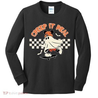 Creep It Real Spooky Ghost Mouse Kids Long Sleeve Shirt