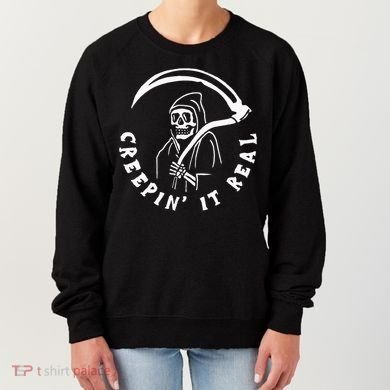Creepin It Real Grim Reaper Halloween Women's Sweatshirt
