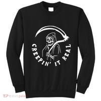 Creepin It Real Grim Reaper Halloween Sweatshirt thumb 0