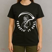 Creepin It Real Grim Reaper Halloween T-Shirt thumb 4