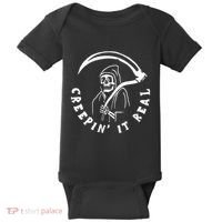 Creepin It Real Grim Reaper Halloween Baby Bodysuit thumb 0
