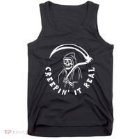 Creepin It Real Grim Reaper Halloween Tank Top thumb 0