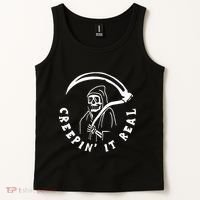 Creepin It Real Grim Reaper Halloween Tank Top thumb 2
