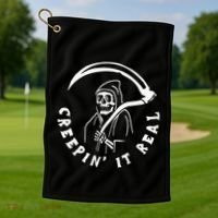 Creepin It Real Grim Reaper Halloween Golf Towel thumb 1