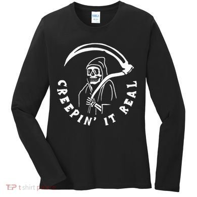 Creepin It Real Grim Reaper Halloween Women's Long Sleeve Shirt