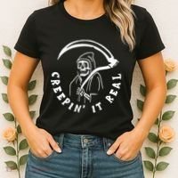 Creepin It Real Grim Reaper Halloween Women's T-Shirt thumb 2