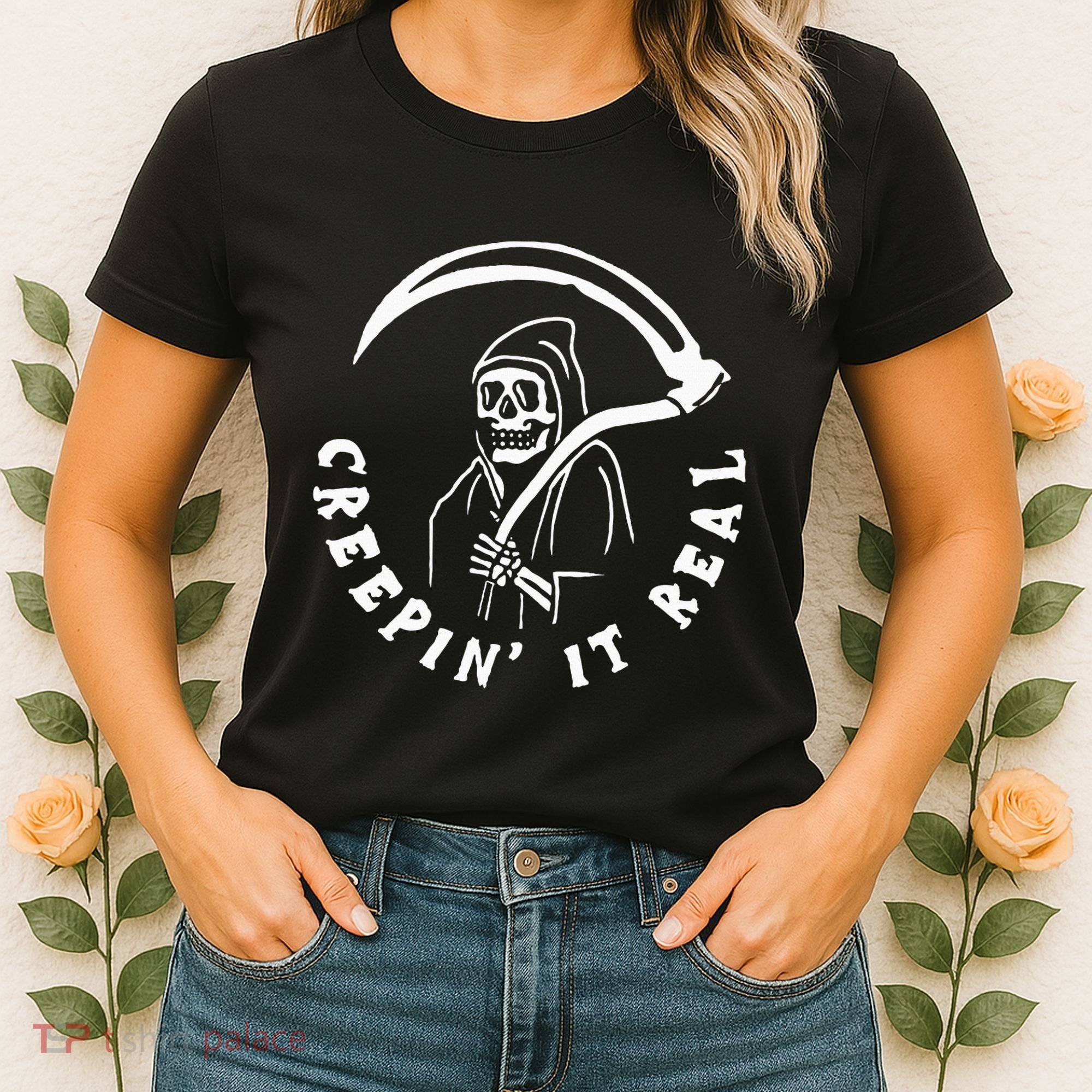 Creepin It Real Grim Reaper Halloween Women's T-Shirt