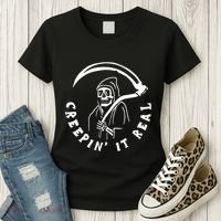 Creepin It Real Grim Reaper Halloween Women's T-Shirt thumb 3