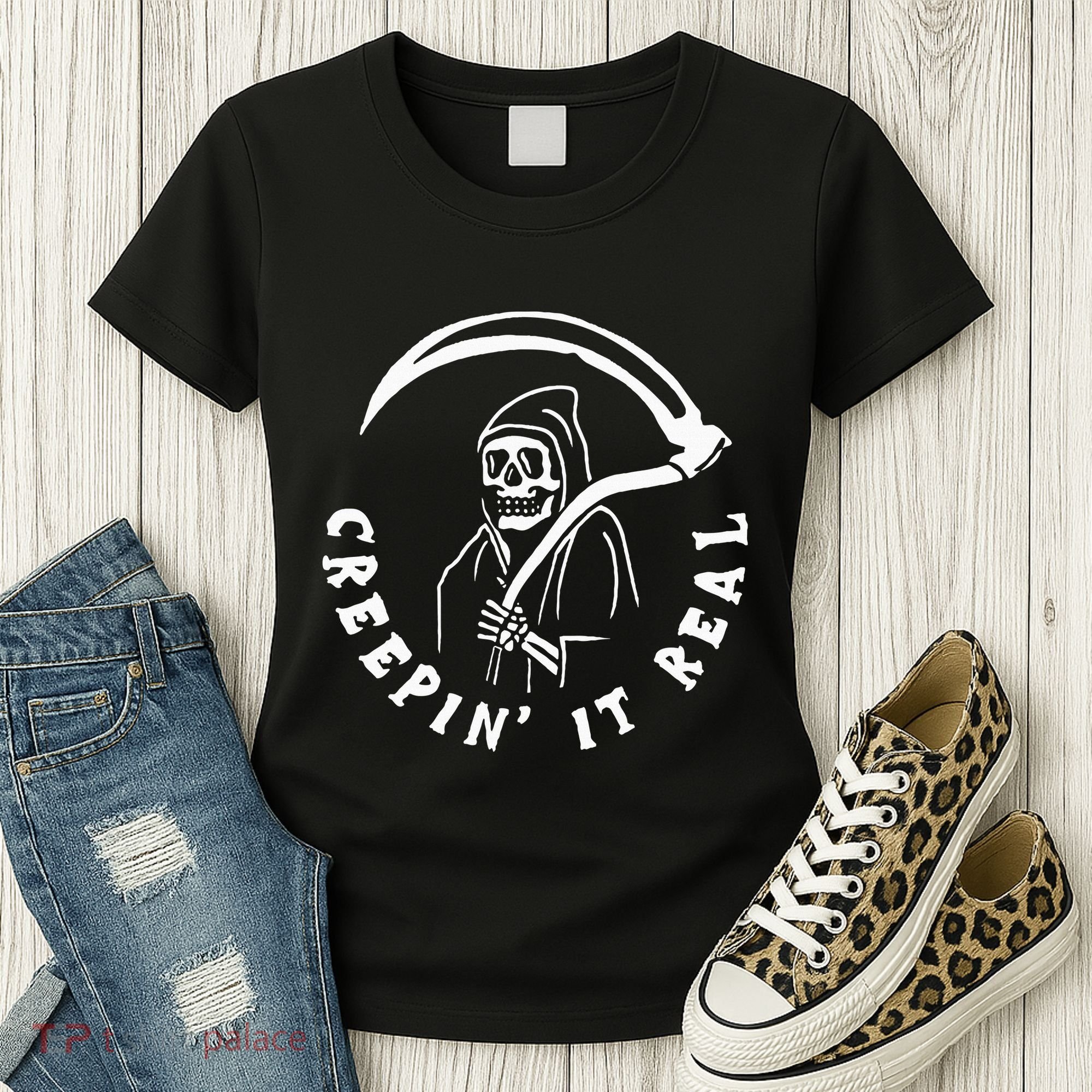 Creepin It Real Grim Reaper Halloween Women's T-Shirt
