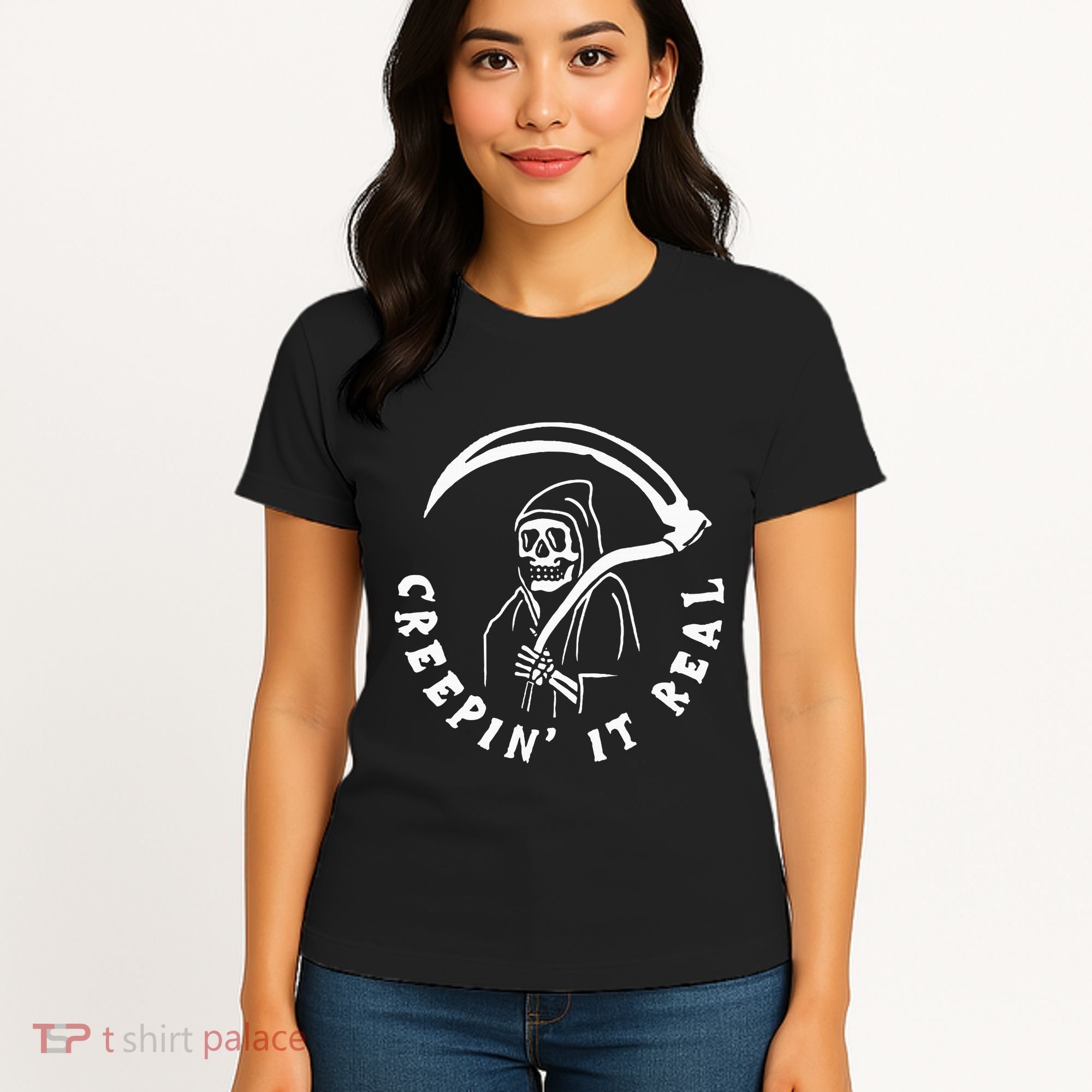Creepin It Real Grim Reaper Halloween Women's T-Shirt