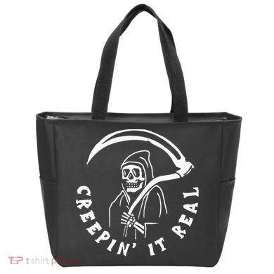 Creepin It Real Grim Reaper Halloween Tote Bag