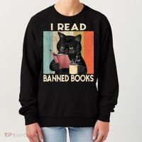 Cat I Read Banned Books Funny Bookworms Reading Book Women's Sweatshirt thumb 0