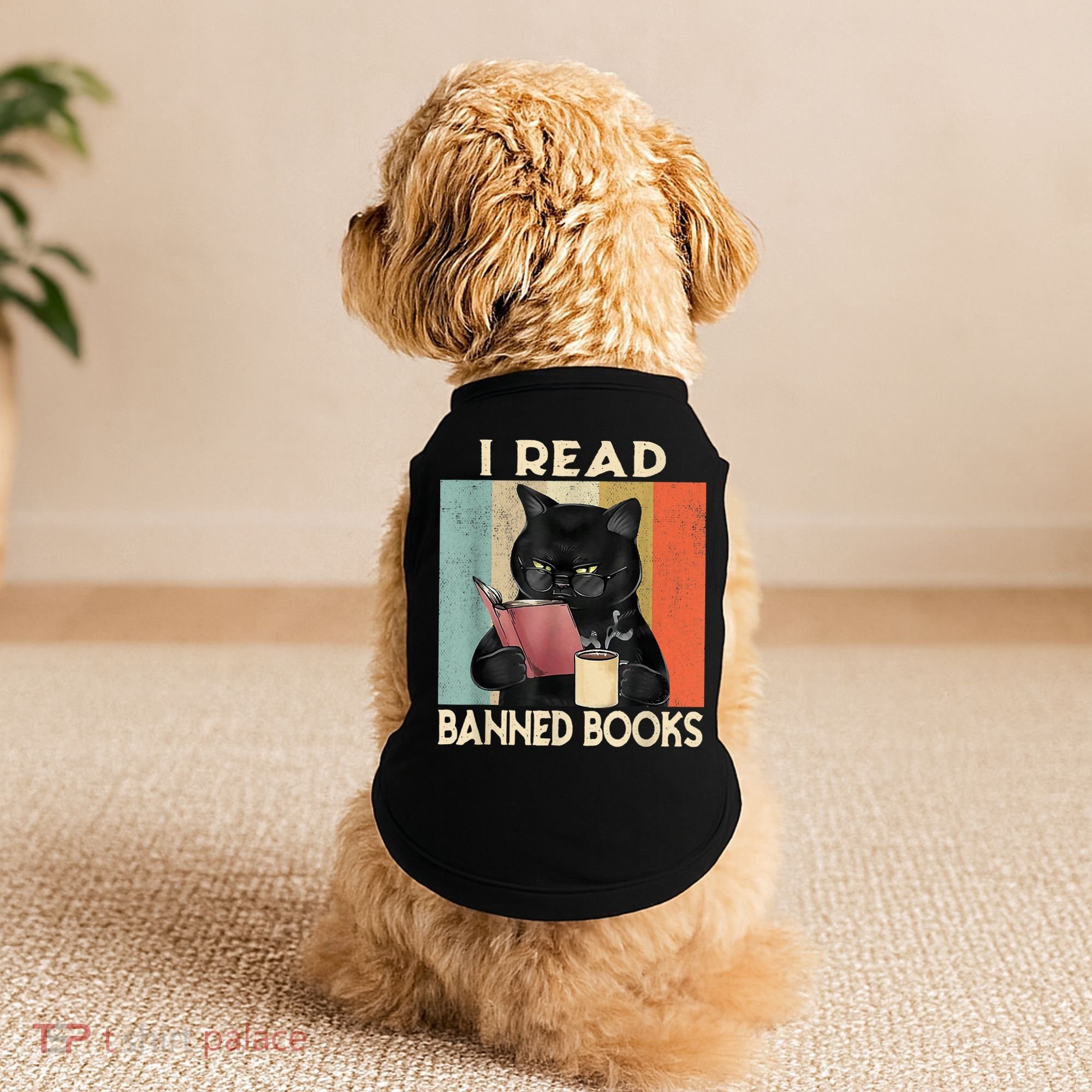 Cat I Read Banned Books Funny Bookworms Reading Book Doggie Tank