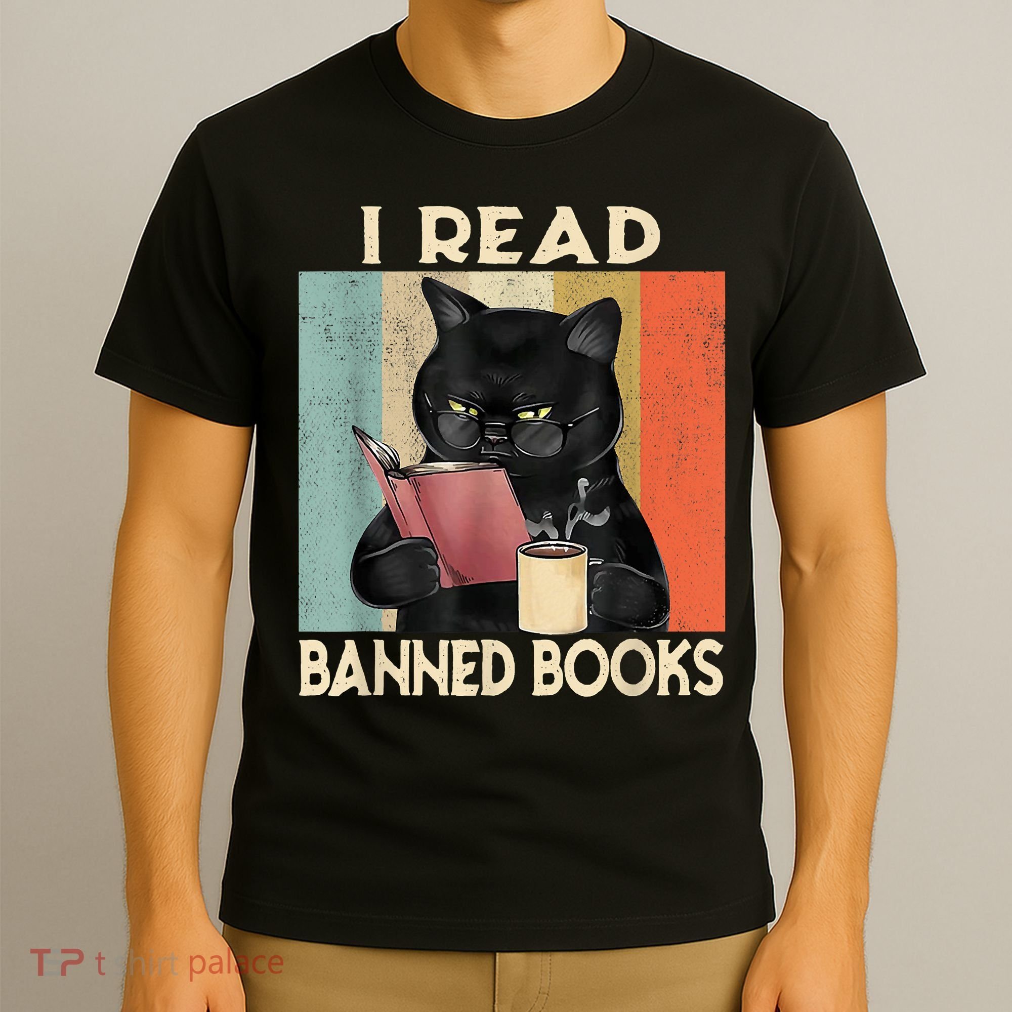 Cat I Read Banned Books Funny Bookworms Reading Book T-Shirt