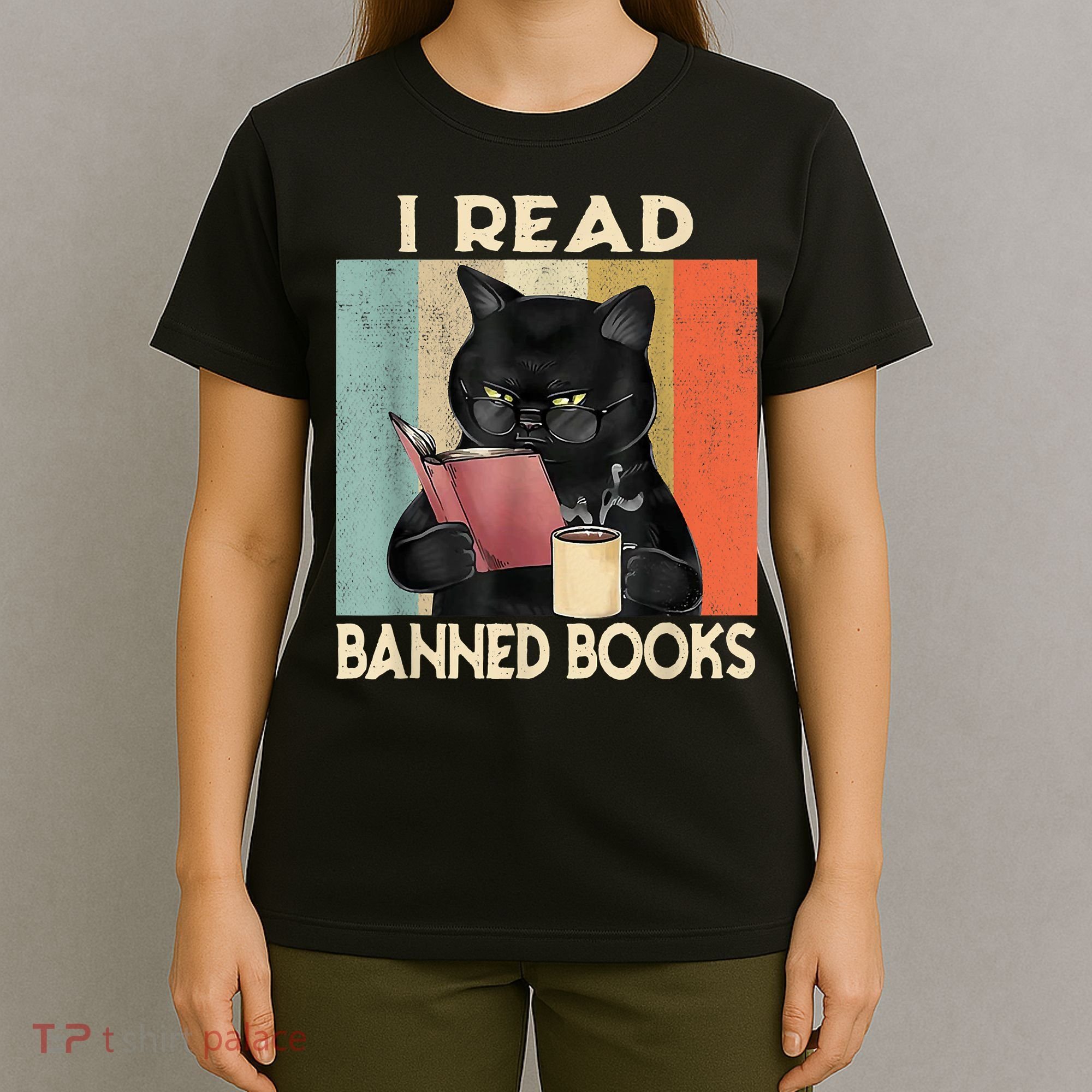 Cat I Read Banned Books Funny Bookworms Reading Book T-Shirt