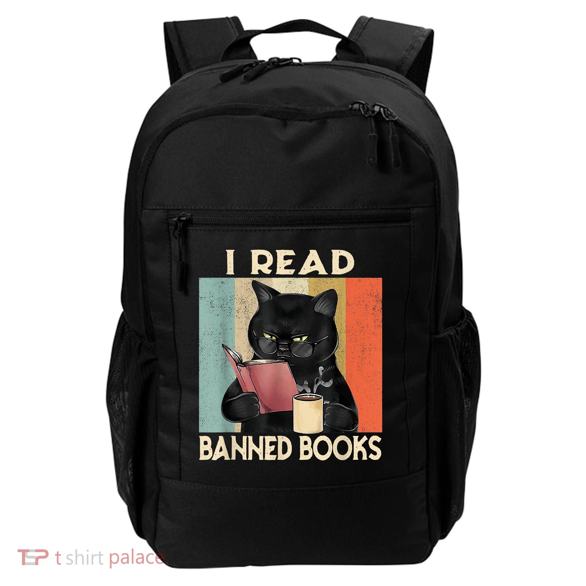 Cat I Read Banned Books Funny Bookworms Reading Book Backpack